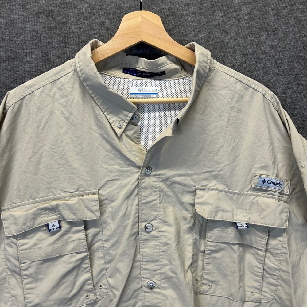 Columbia PFG Bahama II Long Sleeve Fishing Shirt Tan Men 4X 4TF FS7048 Vented